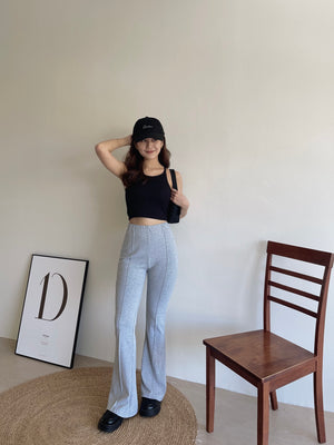 Cotton Flare Hem Pants / 棉质高腰微喇叭长裤