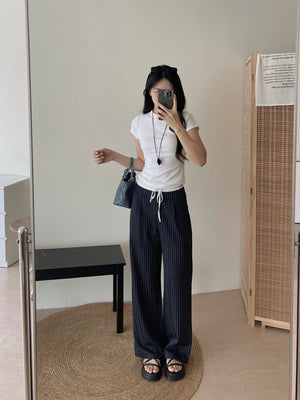 American-style Striped Relaxed Pants / 美式条纹宽松休闲长裤