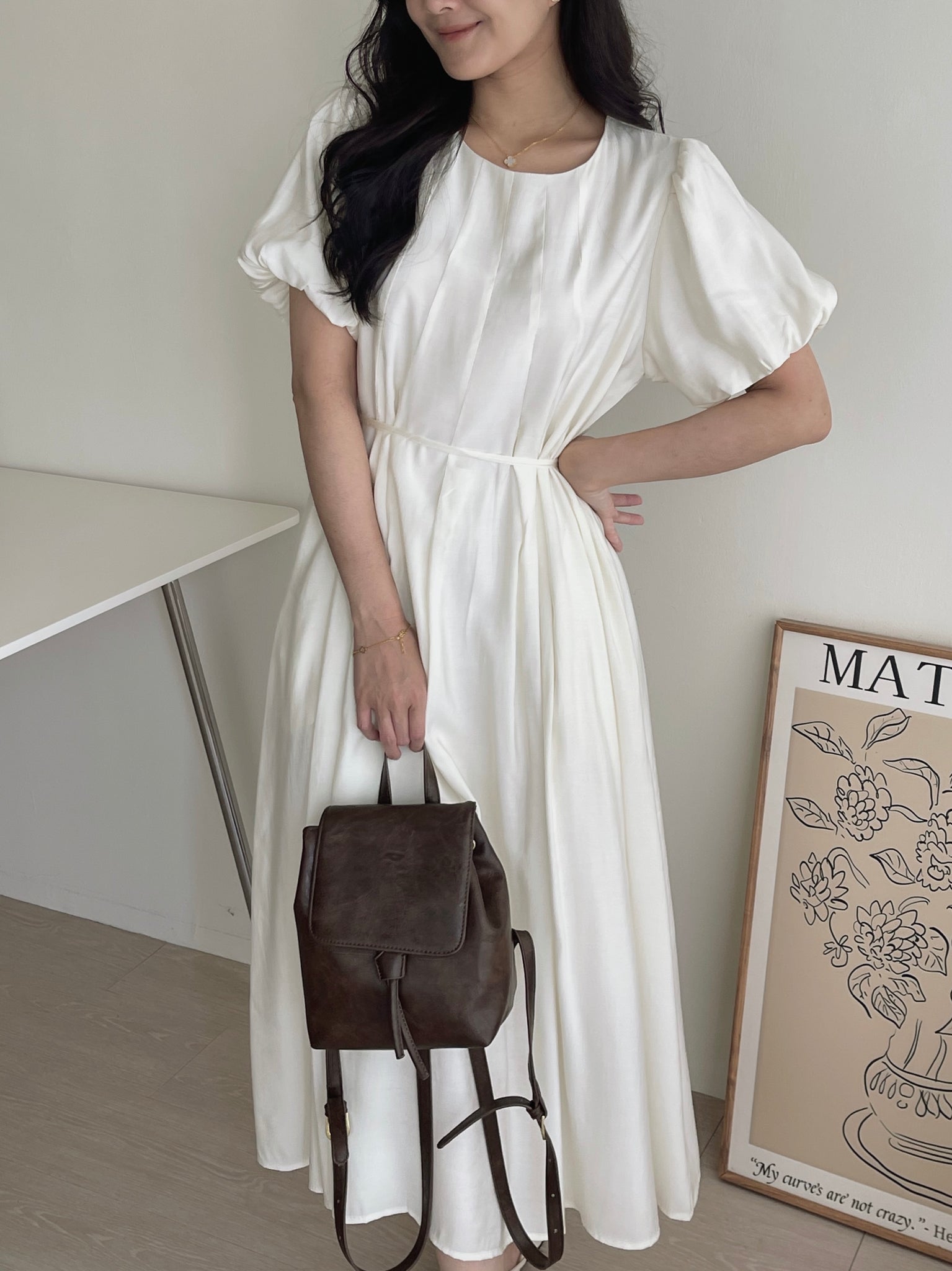Anais Puff Sleeves Dress / 韩风泡泡袖连身裙