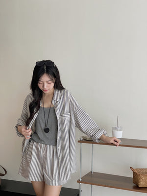 Striped Effortless 3pcs Set / 条纹慵懒风三件套
