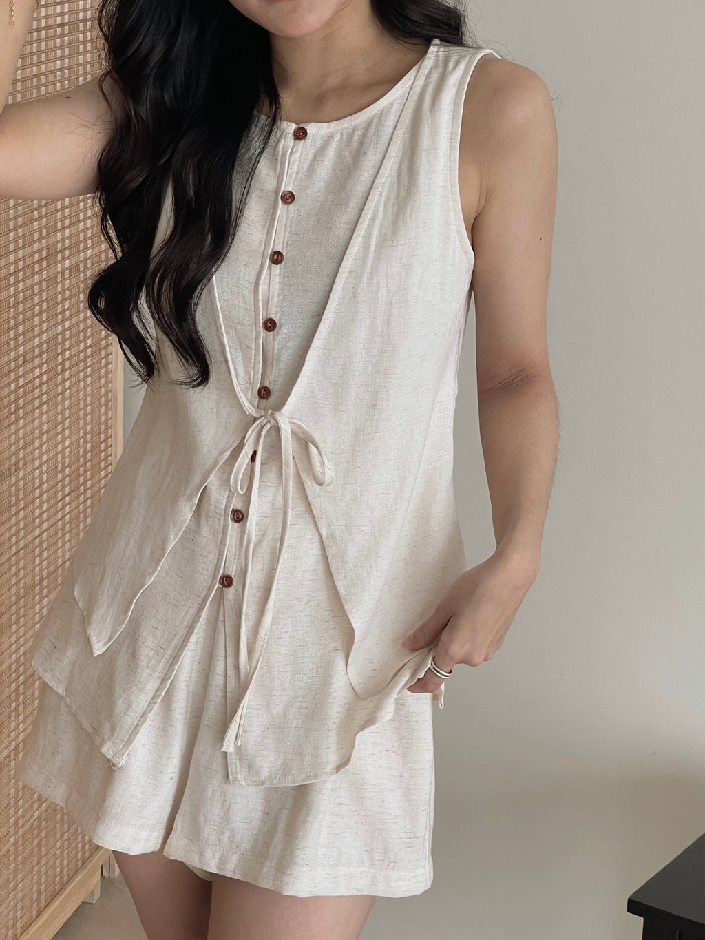 Estelle Linen Set / 老钱风假两件亚麻套装