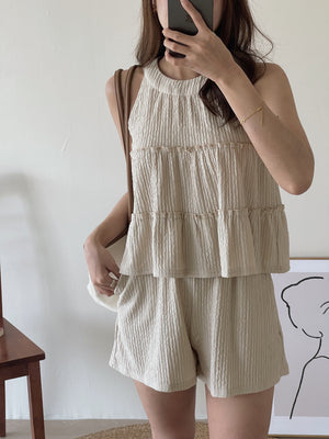 Avery Halterneck Set / 挂脖肌理感短裤套装
