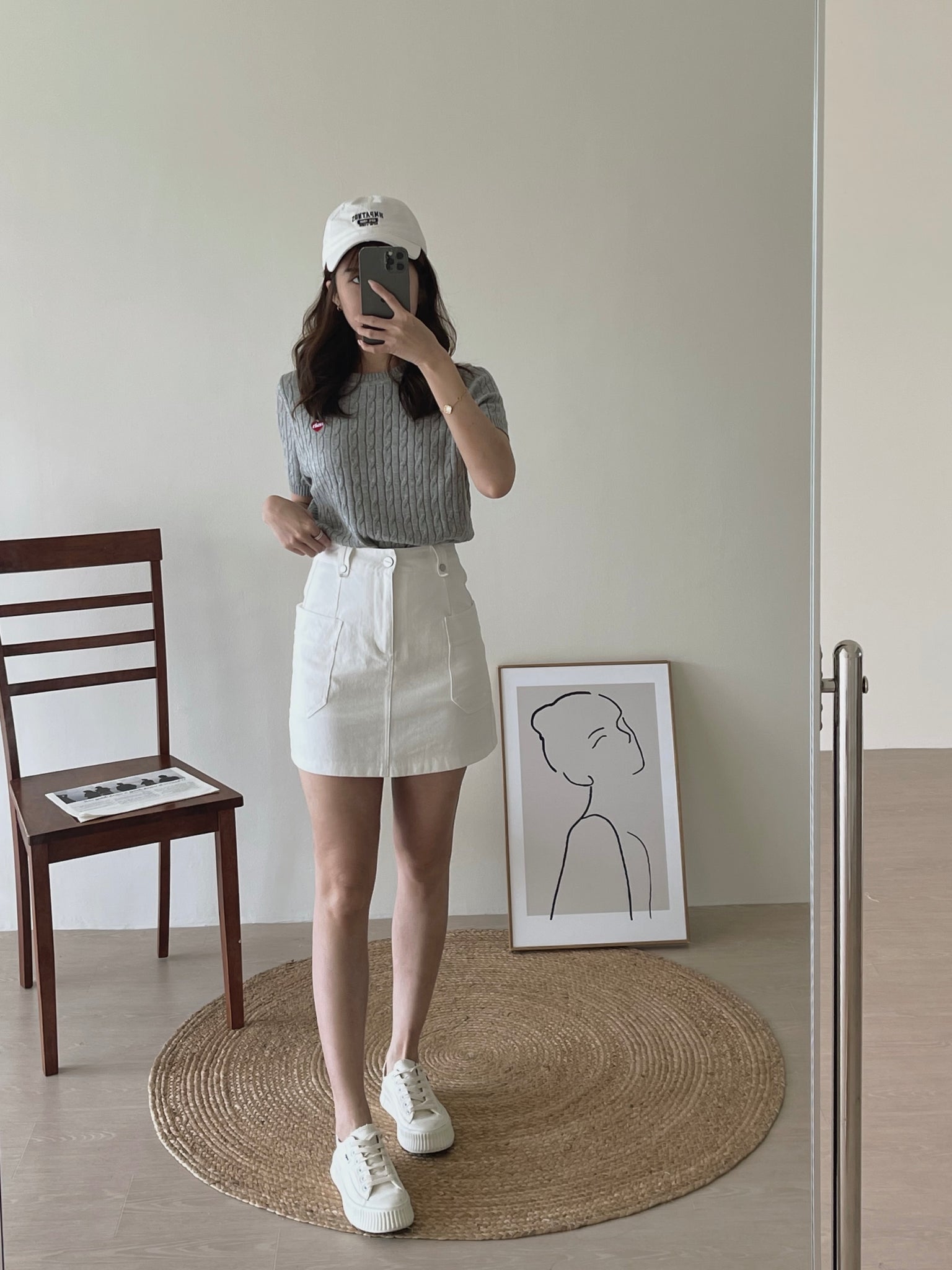 Lovey Cable Knit Tshirt / 爱心刺绣麻花T恤