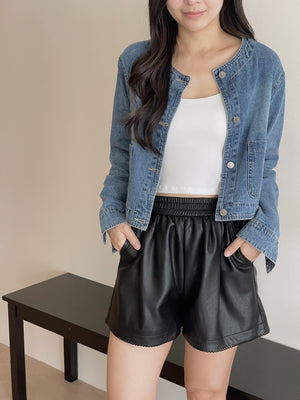 Reve Denim Outer / 复古韩版圆领牛仔外套