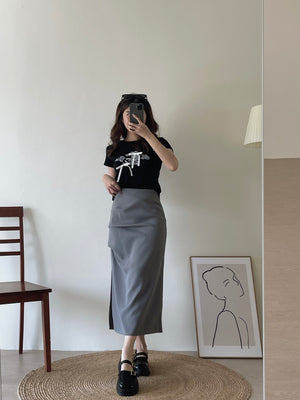 Manette Ruched Skirt / 甜酷褶皱修身半裙