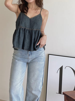 Denim Cute Top / 港风牛仔吊带衣