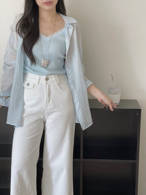 Denim Wide Cropped Pants / 牛仔宽松阔腿九分裤