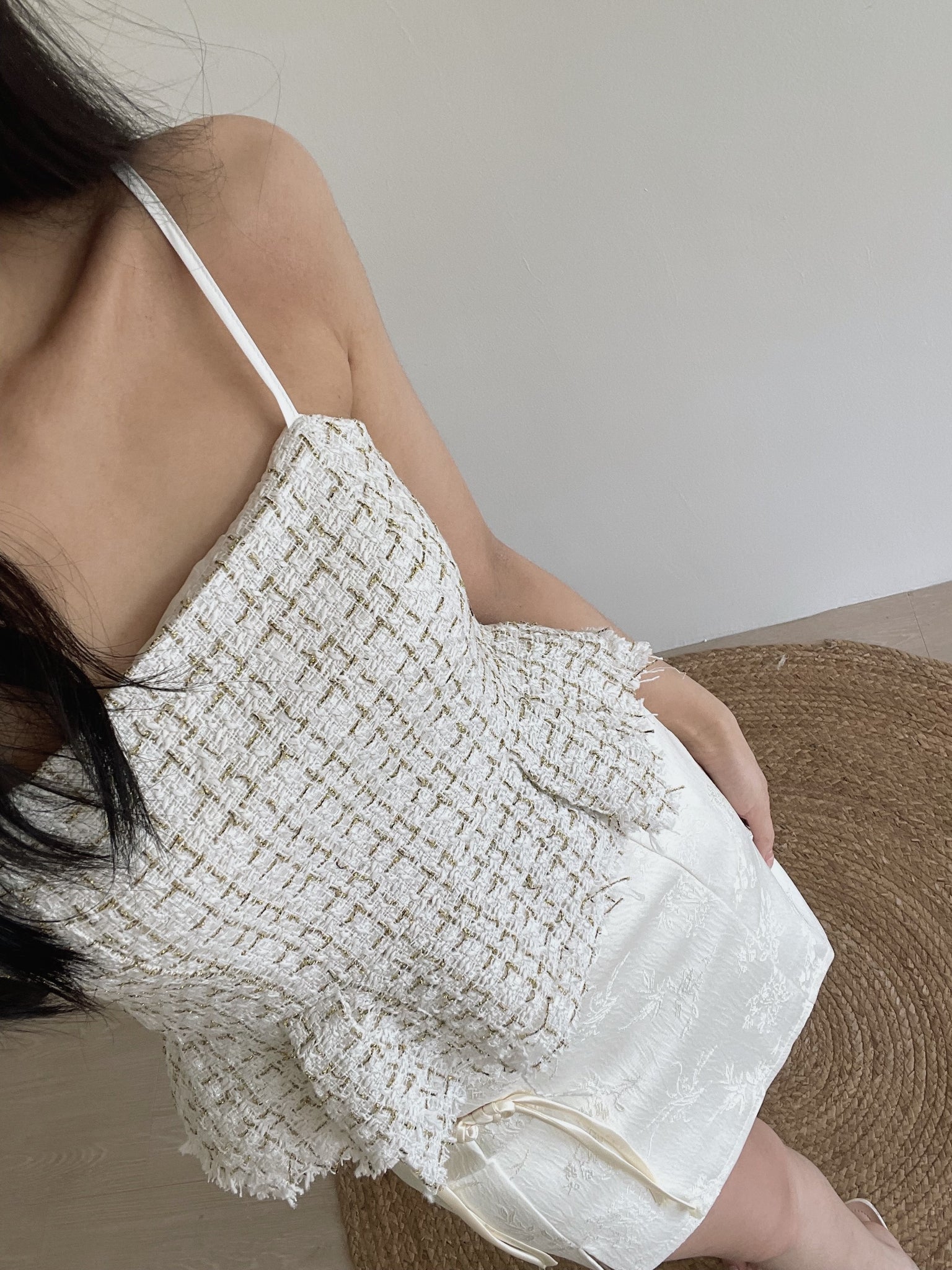 Tweed Spaghetti Top / 粗花呢小香吊带上衣