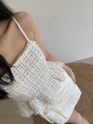 Tweed Spaghetti Top / 粗花呢小香吊带上衣