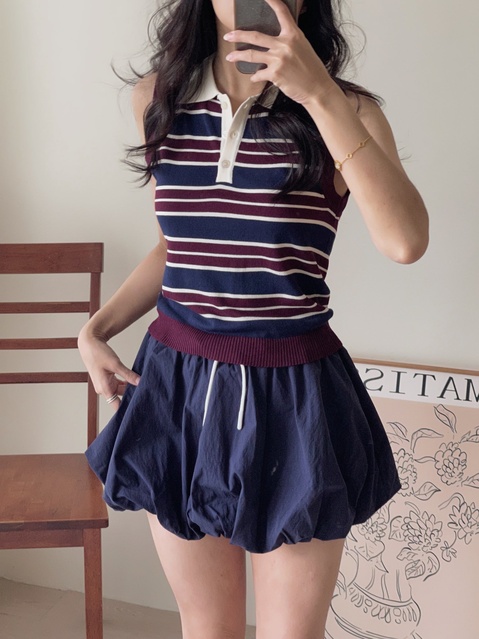 Sweetie Knitted Contrast Set /  甜妹针织撞色条纹套装