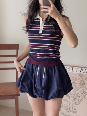 Sweetie Knitted Contrast Set /  甜妹针织撞色条纹套装