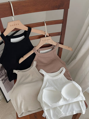 Halterneck Padded Top / 挂脖显锁骨胸垫上衣