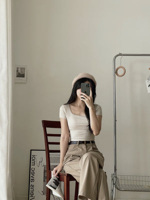 Dear You Padded Crop Top / 螺纹胸垫一体短衣