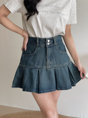 Denim Pleated Skirt / 牛仔百褶短裙
