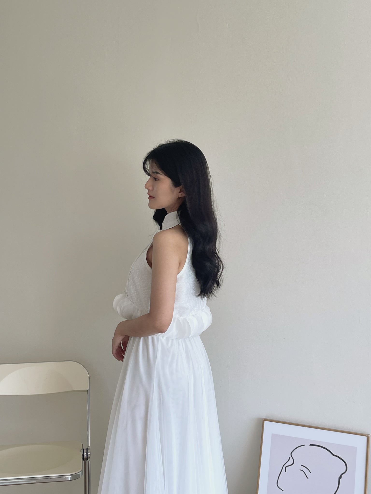 Petals Spliced Halter Top / 温柔花瓣摆盘扣上衣