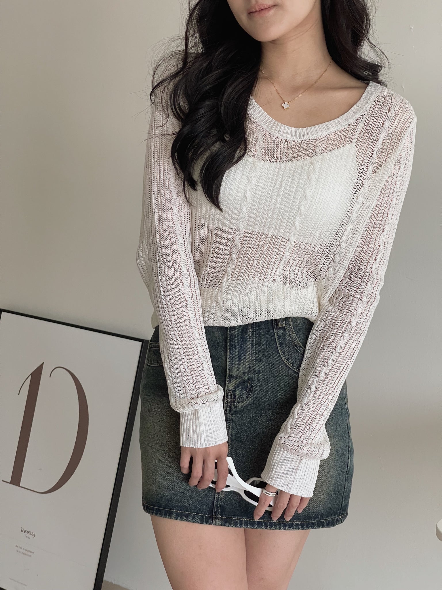 Hole Knit Sweater / 镂空针织长袖衫