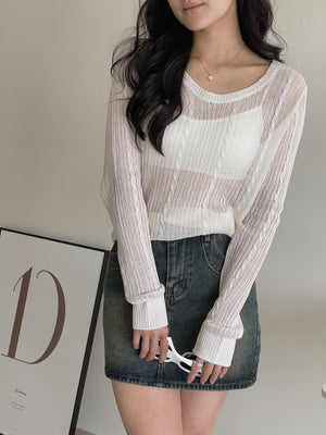 Hole Knit Sweater / 镂空针织长袖衫