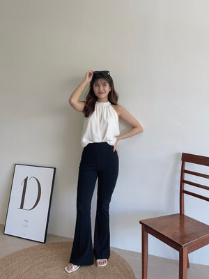 Cotton Flare Hem Pants / 棉质高腰微喇叭长裤