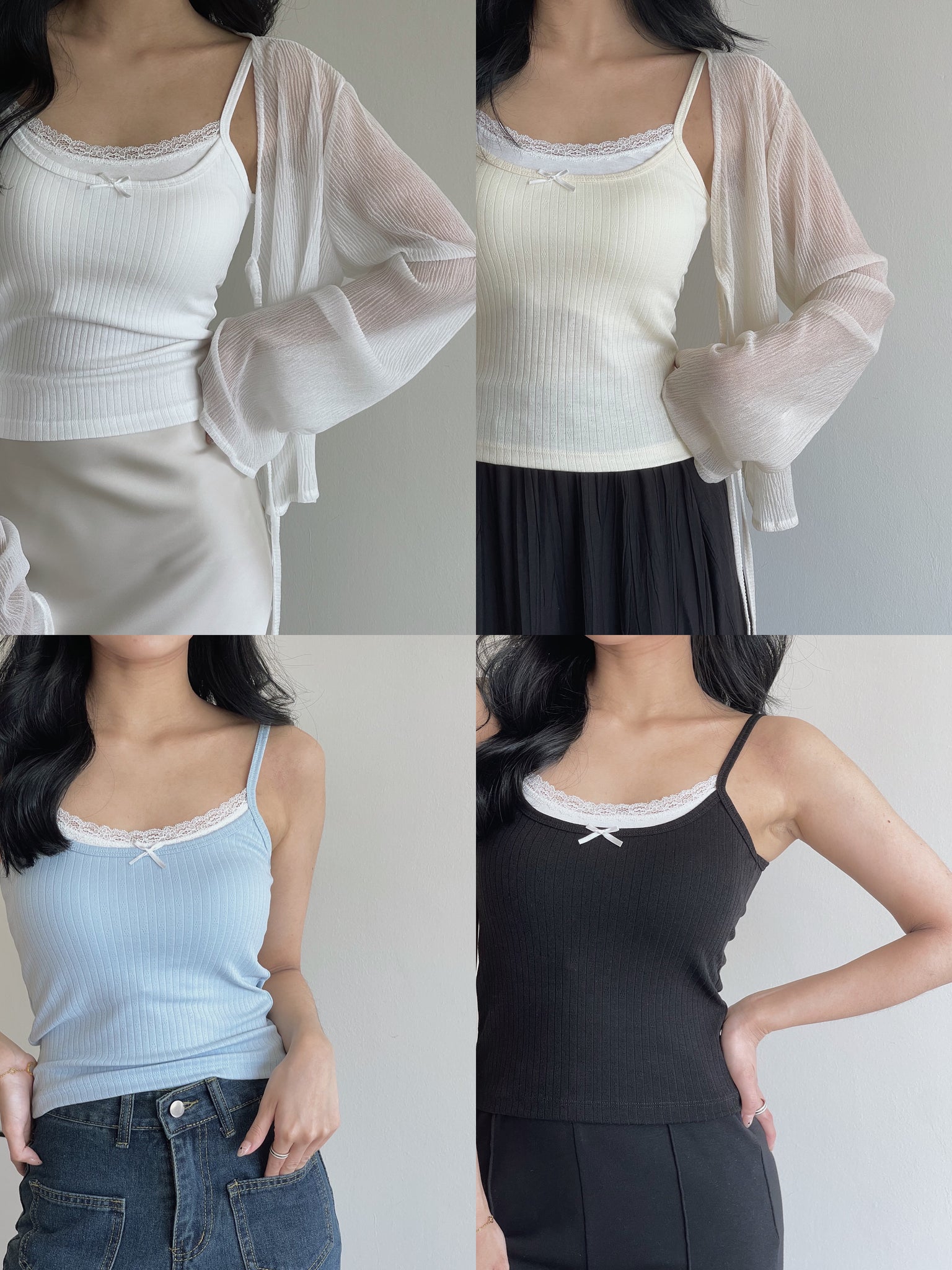 Lacey Edge Padded Singlet / 蕾丝花边胸垫吊带