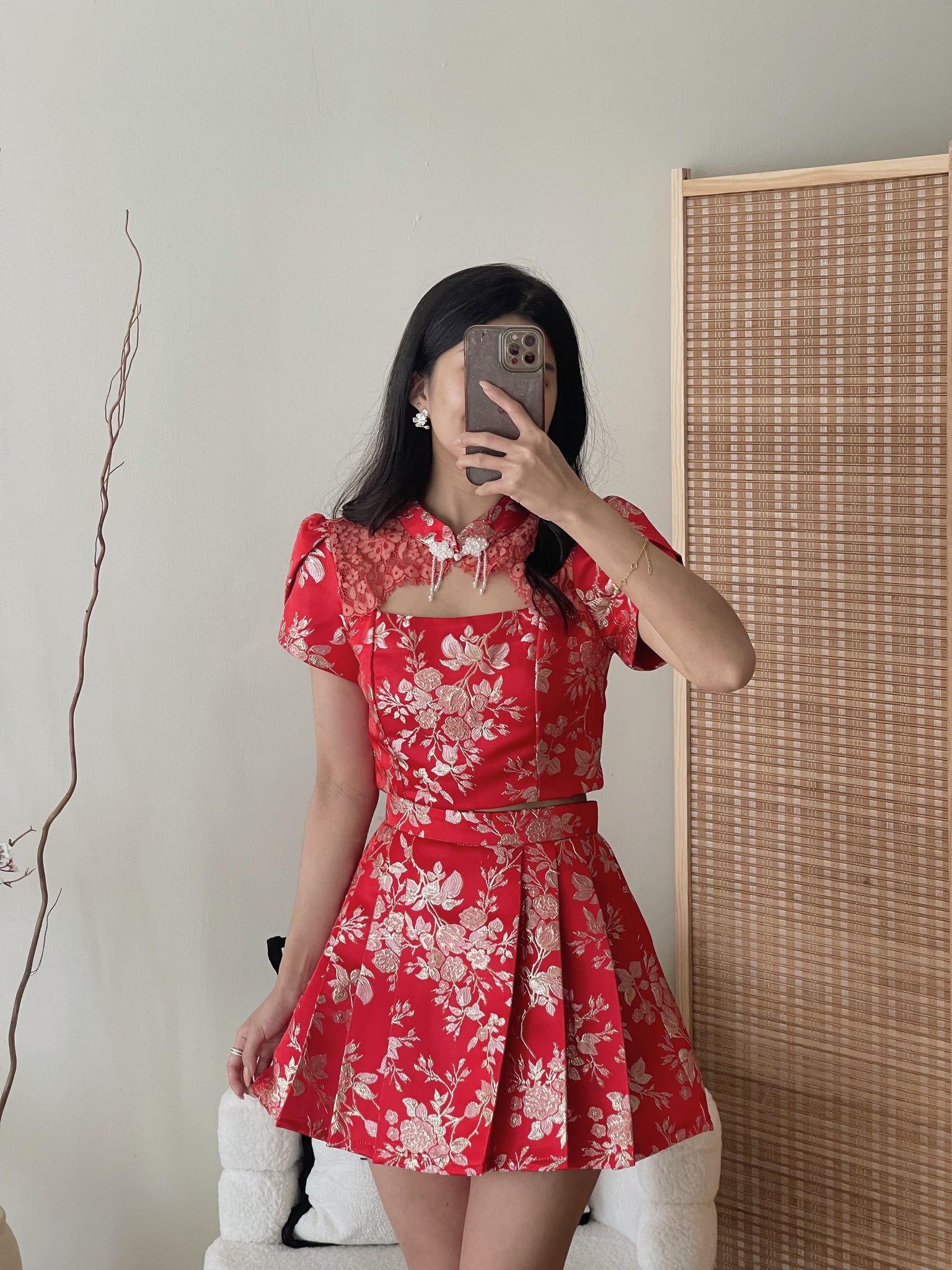 Brocade Spliced Lace Set / 【绣蕊锦裳】拼接蕾丝百褶裙套装