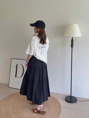Tiered Flare Maxi Skirt / 飘逸拼接半身长裙