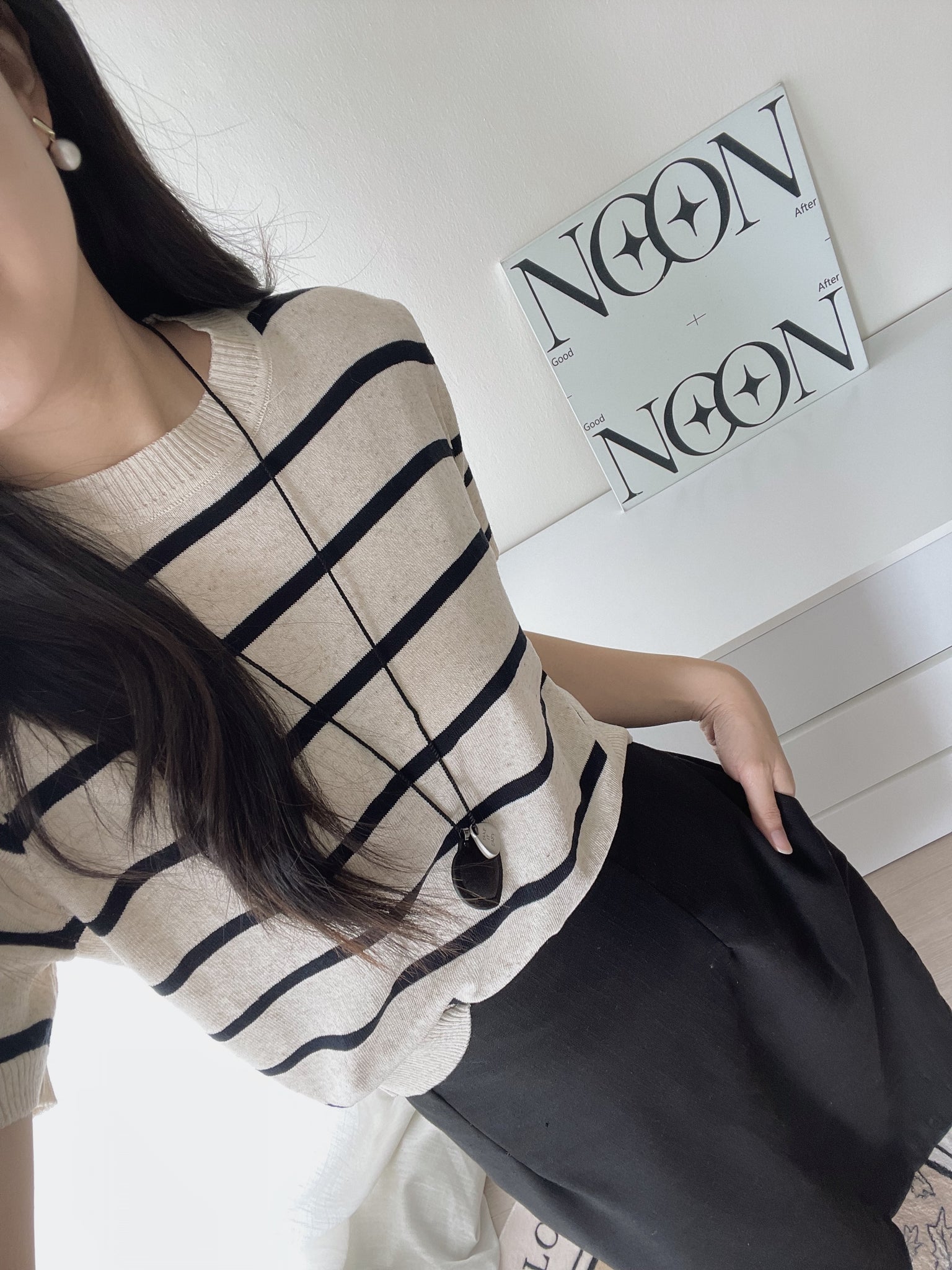 Stripes Knit Tee / 针织条纹圆领衣