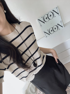 Stripes Knit Tee / 针织条纹圆领衣