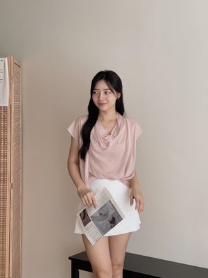 Chiffon Draped Neckline Blouse / 气质雪纺荡领小衫
