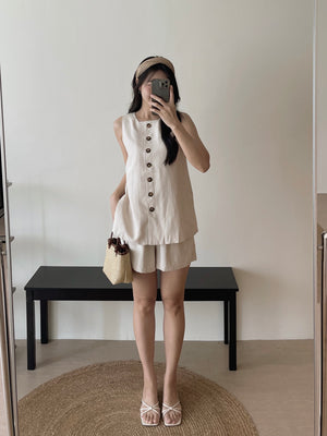 Hazel Old Money Style Set / 老钱风休闲马甲短裤套装