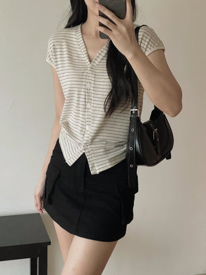 Cargo Denim Mini Skirt / 甜酷工装牛仔短裙