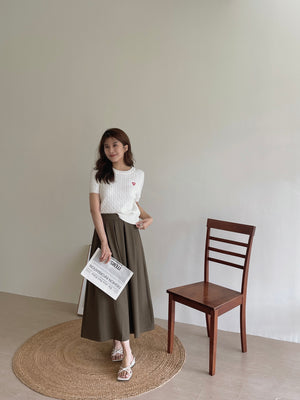 Lovey Cable Knit Tshirt / 爱心刺绣麻花T恤