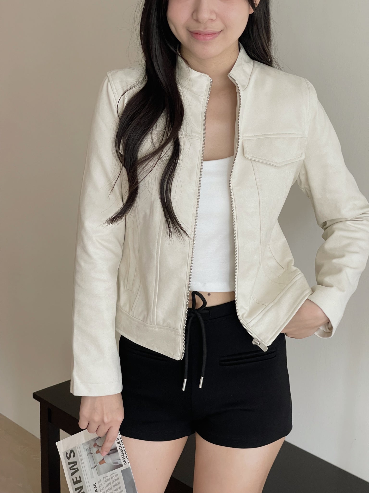 Suede Fitted Jacket / 秋天麂皮绒修身显瘦外套