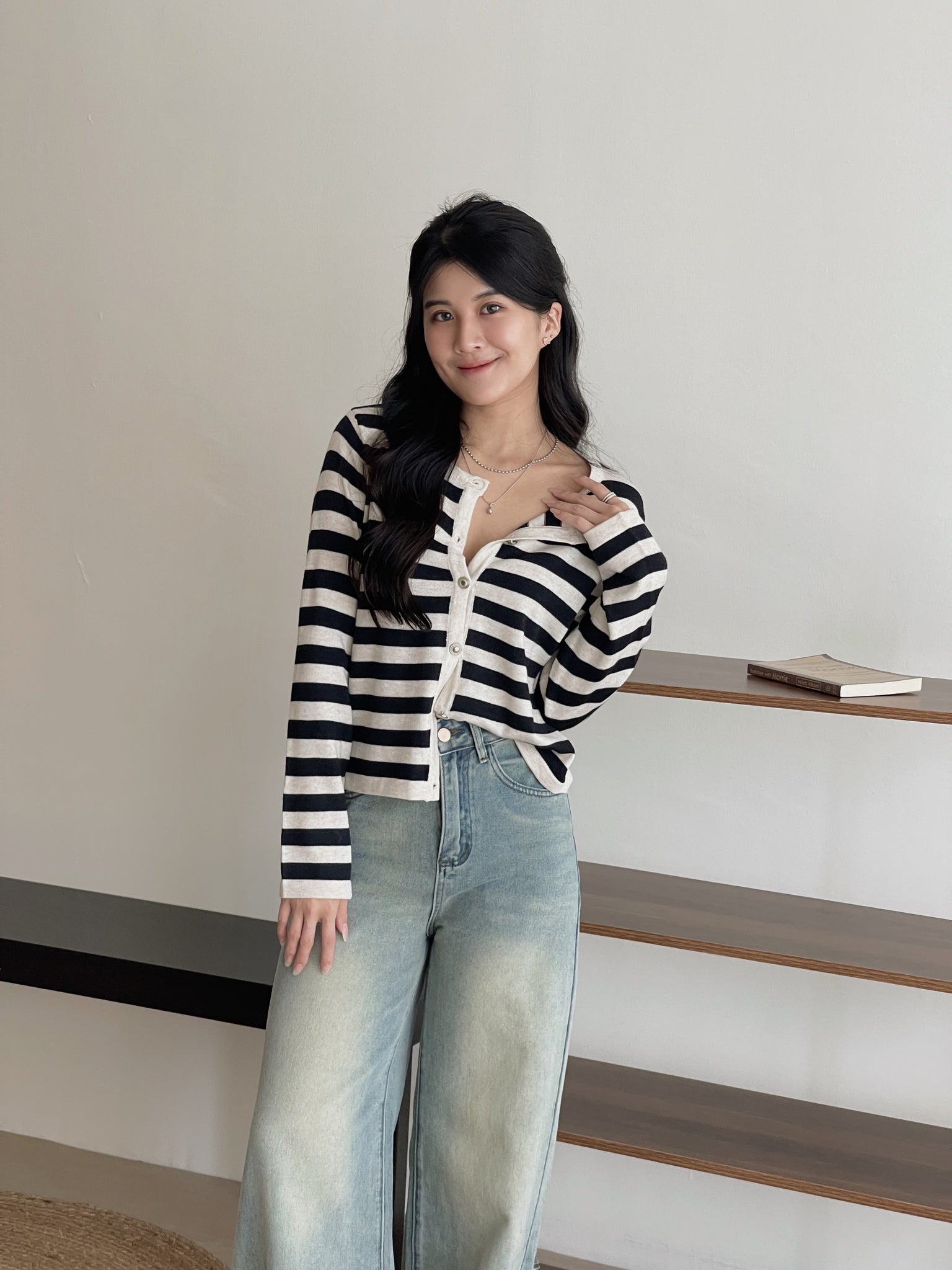Unnie Style Stripes Cardigan / 韩系软糯条纹开衫