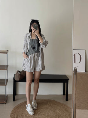 Striped Effortless 3pcs Set / 条纹慵懒风三件套