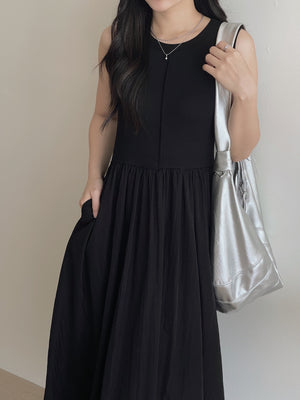 Cassia Ribbed Spliced Dress / 背心拼接连身长裙