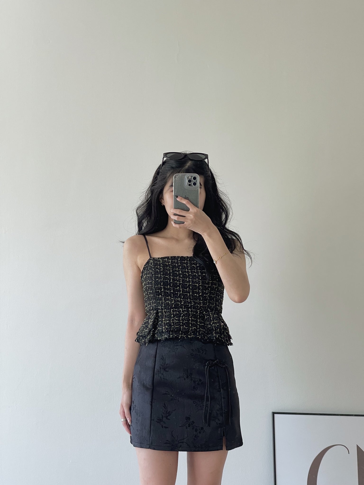 Tweed Spaghetti Top / 粗花呢小香吊带上衣