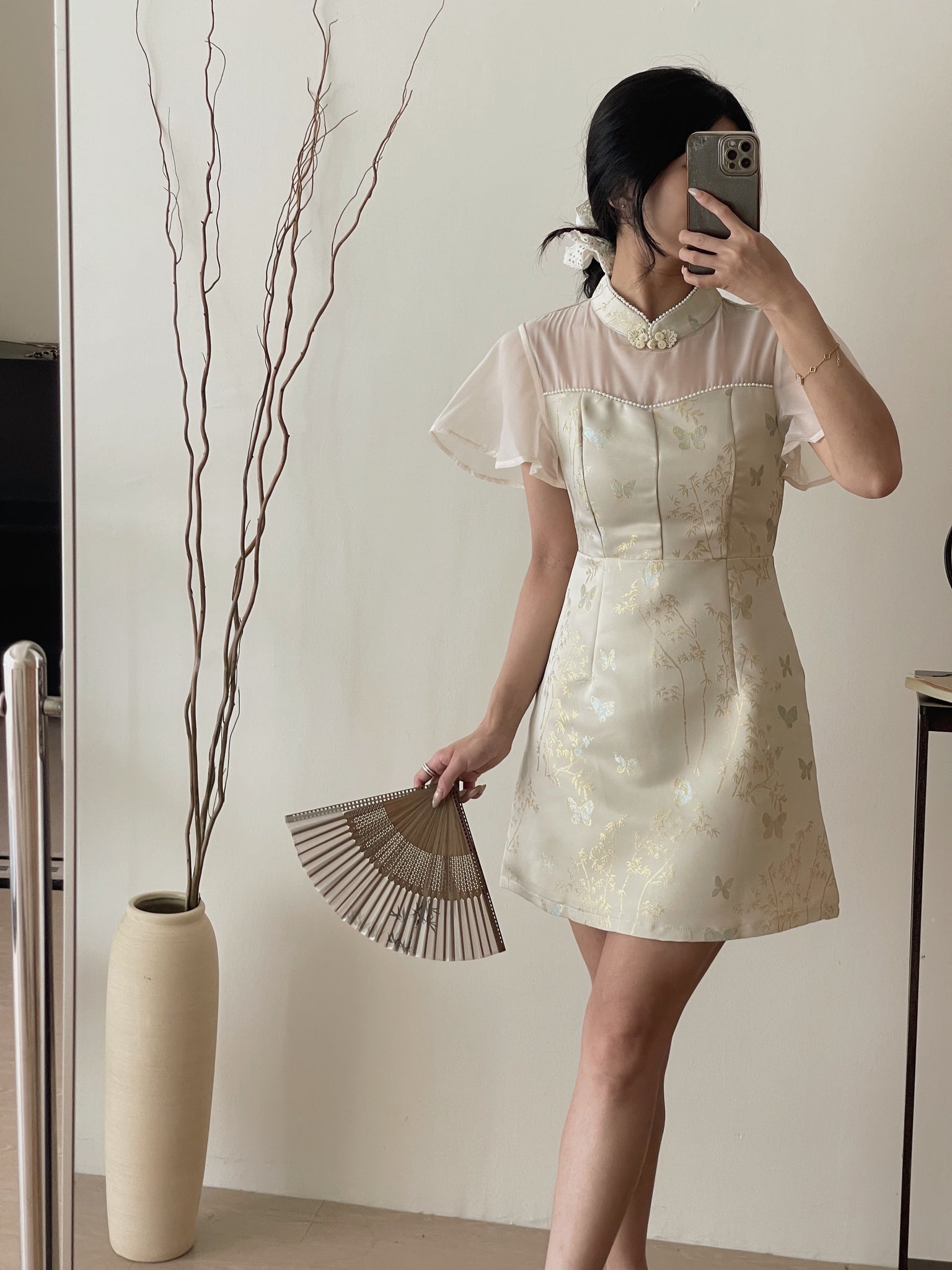 Butterfly Flutter Qipao Dress / 锦蝶花语-金线提花改良旗袍