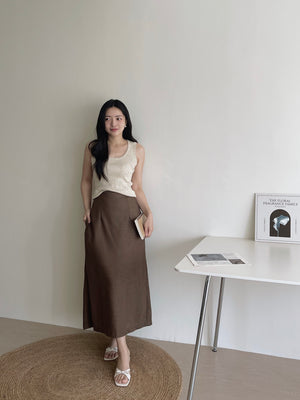 Linen Midi Skirt / 亚麻半身长裙