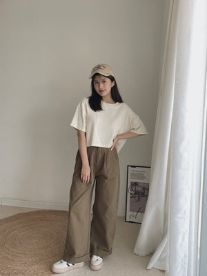 Soft Figured Crop Tee / 软料钩花圆领T