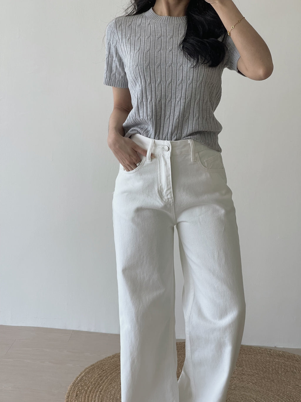 White Straight Jeans / 直筒白色牛仔长裤