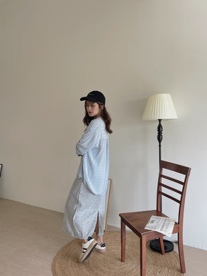 Lorna Cotton Skirt / 抽绳后开衩半身长裙