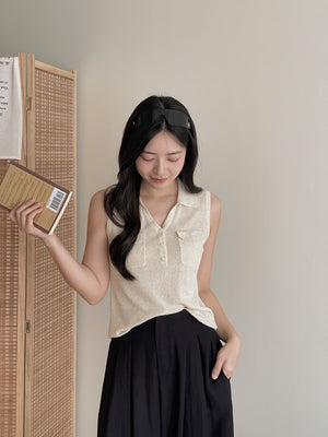 Double Pockets Knit Top / 洋气针织百搭上衣