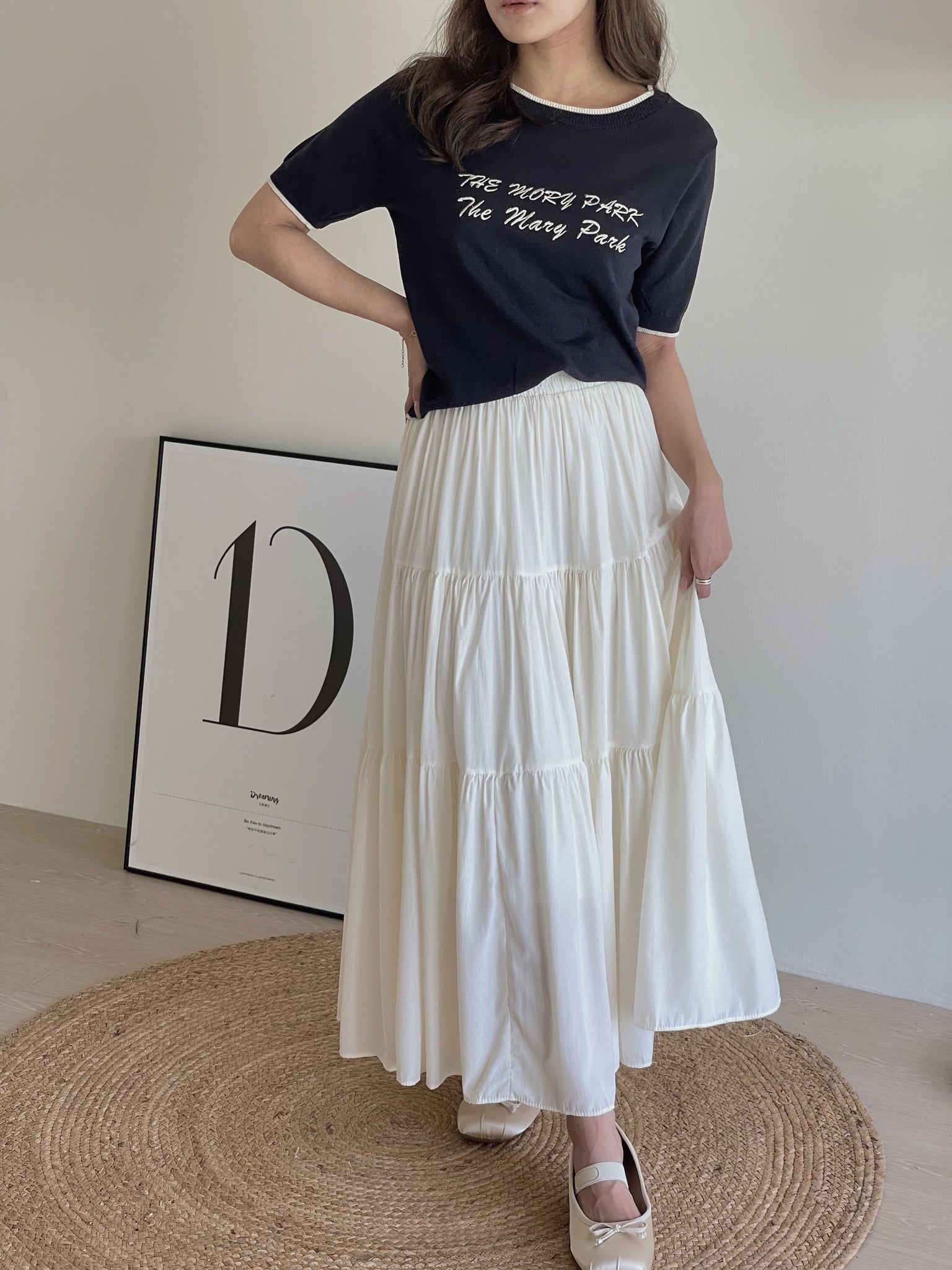 Tiered Flare Maxi Skirt / 飘逸拼接半身长裙