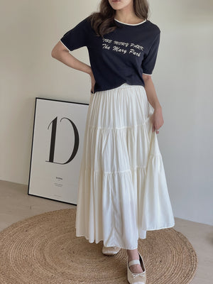Tiered Flare Maxi Skirt / 飘逸拼接半身长裙
