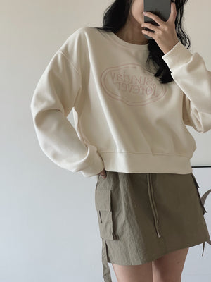 Contrast Embroidered Sweatshirt / 撞色刺绣字母卫衣