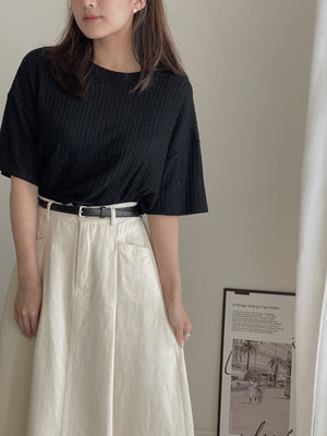 Soft Figured Crop Tee / 软料钩花圆领T