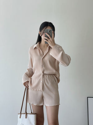 Casual Ribbed Pleated Set / 休闲慵懒褶皱套装