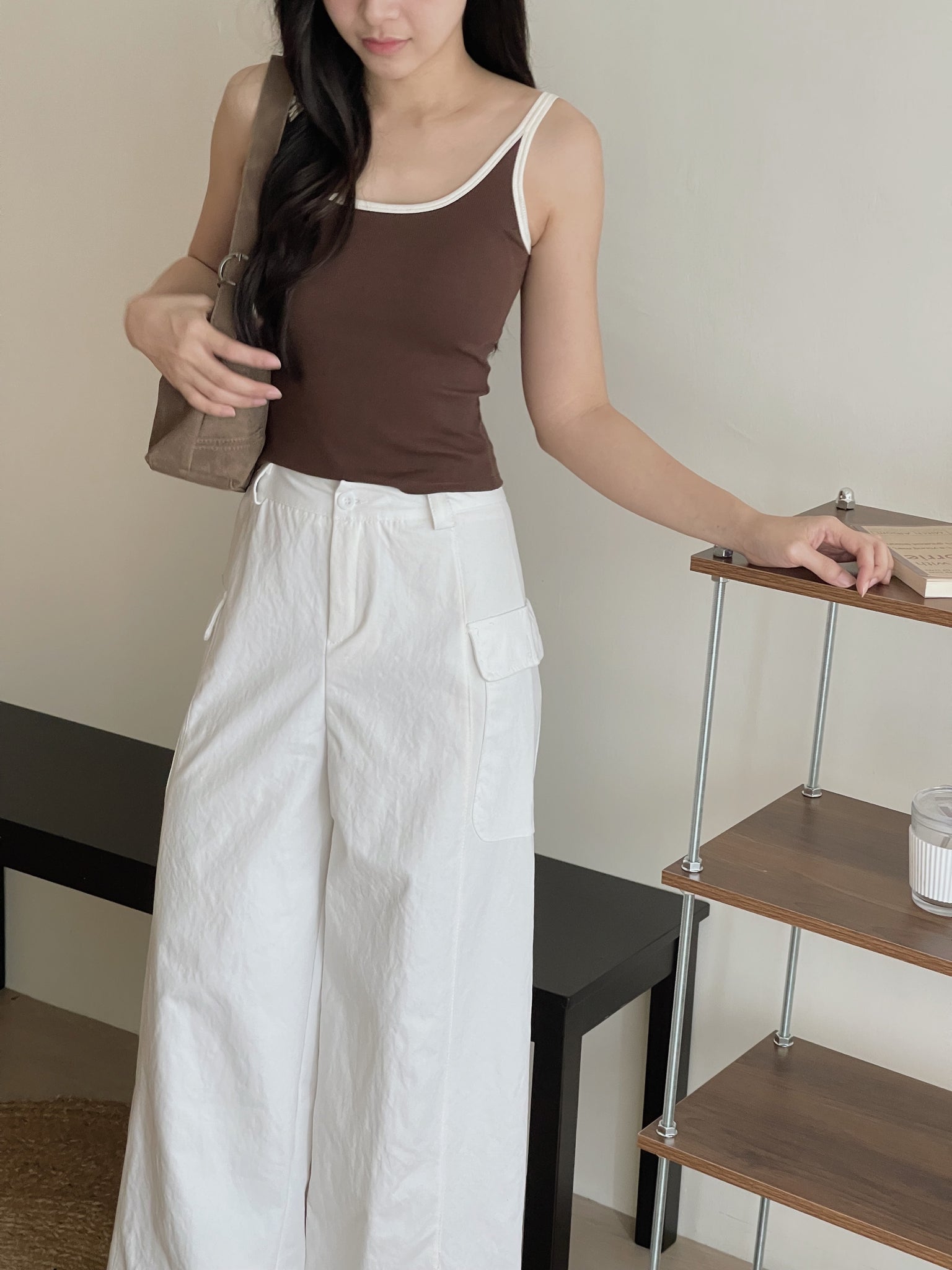 Contrast Trim Padded / 撞色边吊带胸垫背心