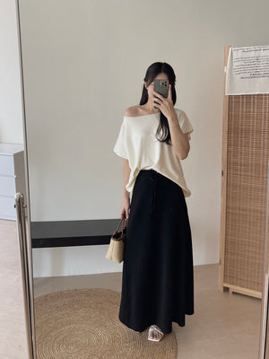 Tie-Waist Aline Midi Skirt / 系带垂坠感宽摆半身裙
