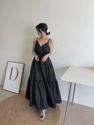 Lorra Wide Flare Dress / 小露背度假风长裙